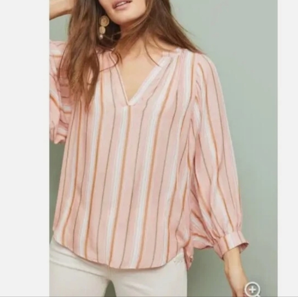 Anthropolpgie Maeve Brenda Stripe Peasant Top Medium